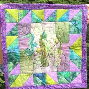 NWT. Hand Crafted Quilted Sea Horse Wall Hanging